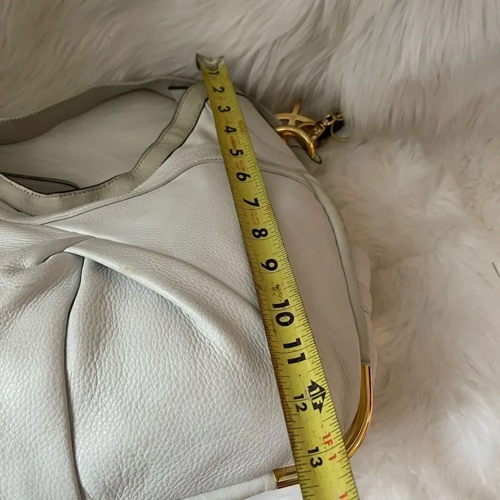 B Makowsky Hobo leather sand white slouch shoulder bag with gold tone ha…